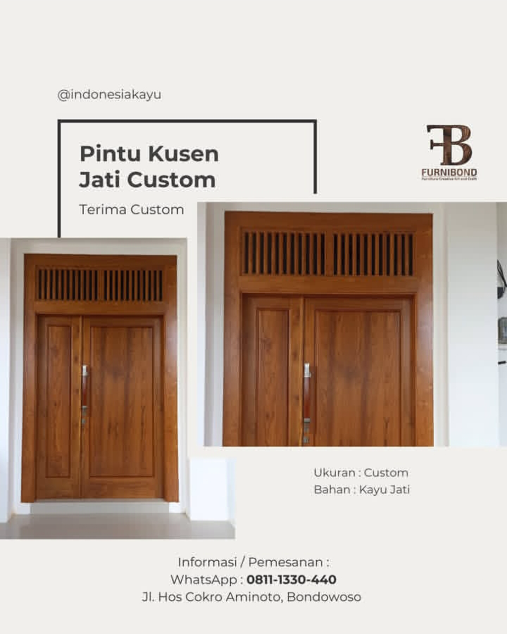 Pintu Kusen Jati Custom