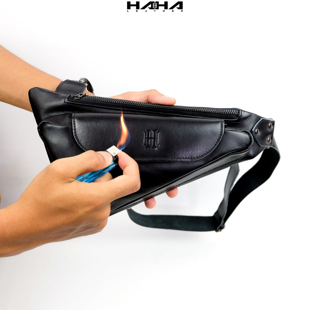 Tas Slempang Dada Slingbag Kulit Asli Pria - Slingbag Waistbag TRI GUN