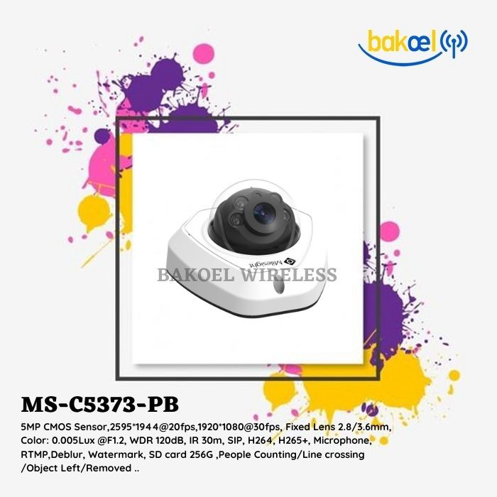 Milesight MS-C5373-PB (IP Camera H.265+ Vandal-proof Mini Dome 5MP)
