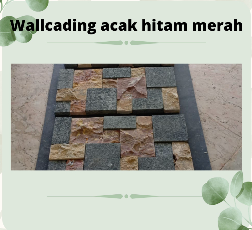 Wallcading Batu Alam Acak Hitam Merah