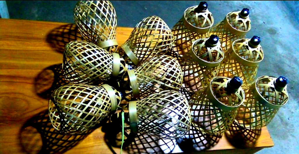 Lampion Bambu +Fitting